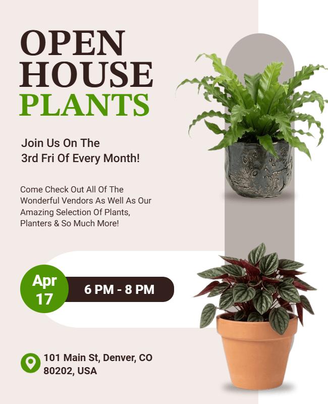 Open House Plants Event Poster Template