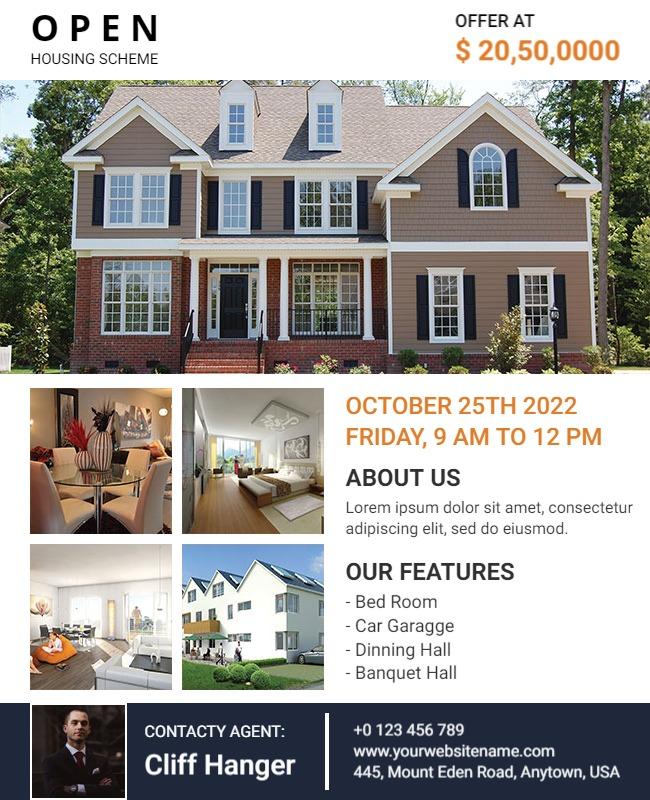 Charming Open House Real Estate Showcase Flyer Template