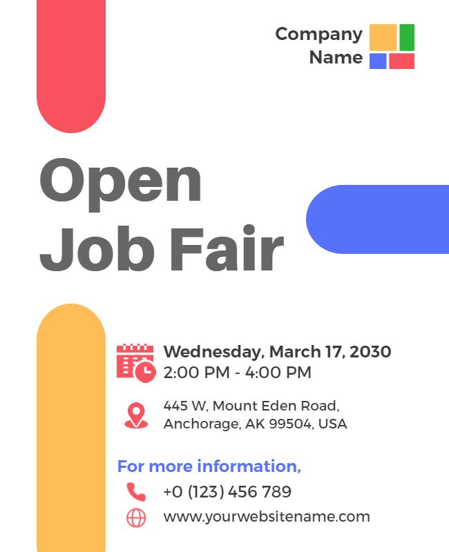 Open Job Fair Event Announcement Flyer Template