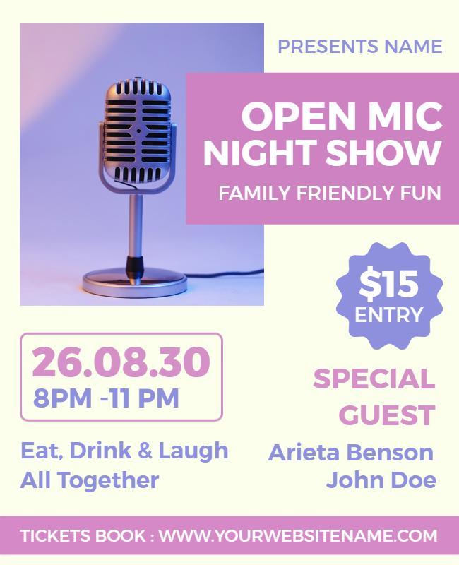 Open Mic Family Night Show Flyer Template