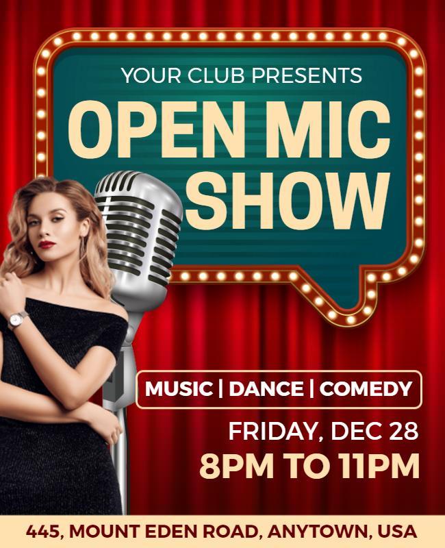 Open Mic Night Entertainment Flyer Template