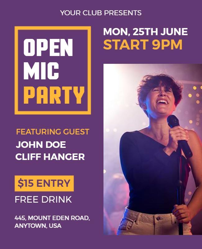 Open Mic Night Party Event Flyer Template