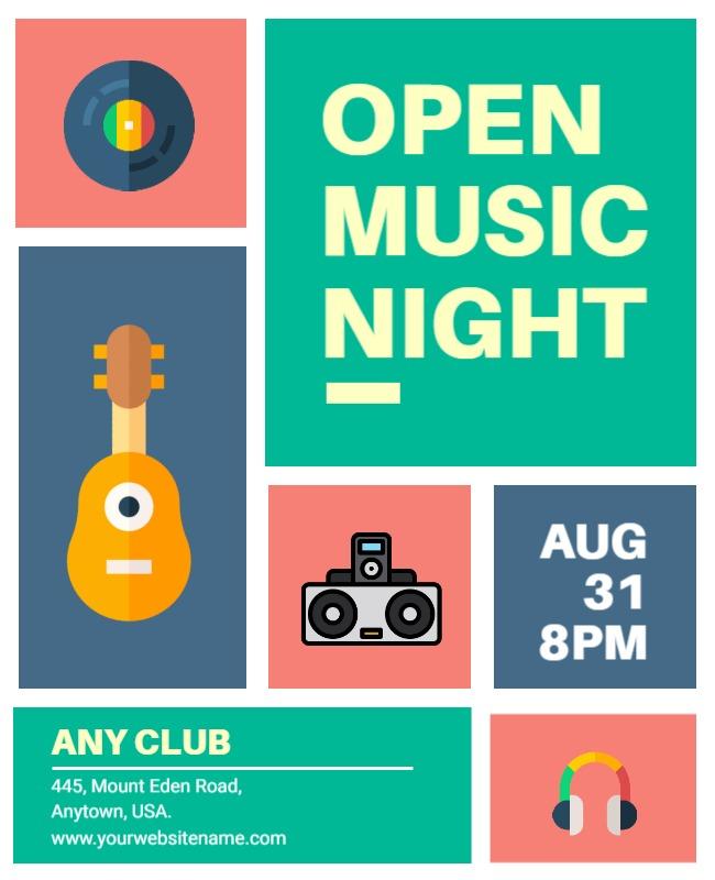 Open Music Night Event Flyer Template