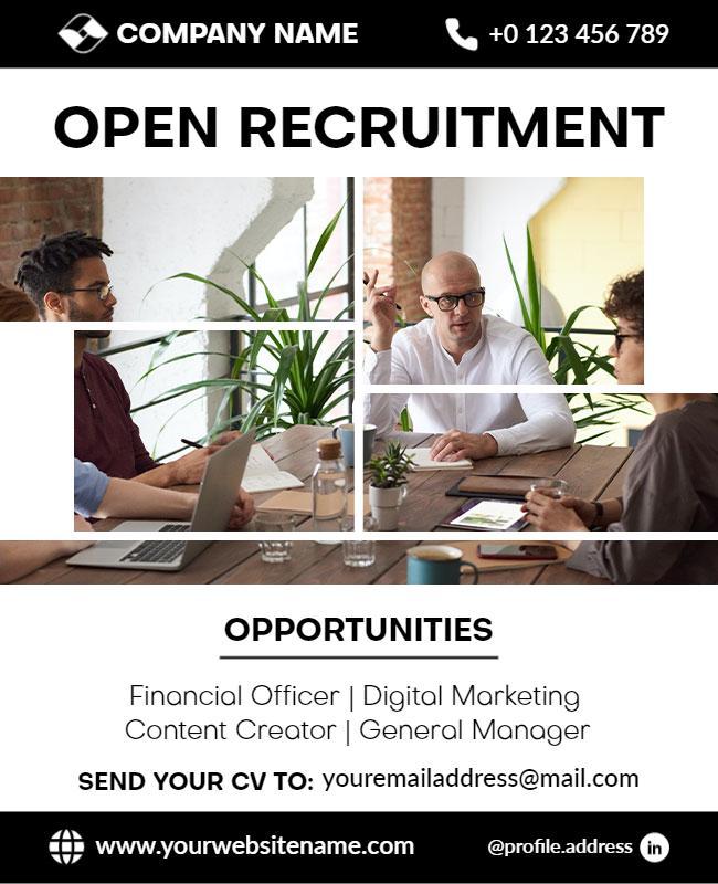 Open Recruitment Job Opportunities Flyer Template