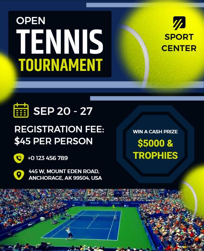 Open Tennis Tournament Event Flyer Template