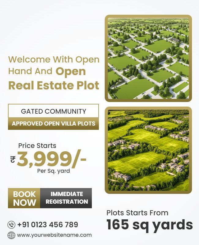 Open Villa Real Estate Plot Flyer Template