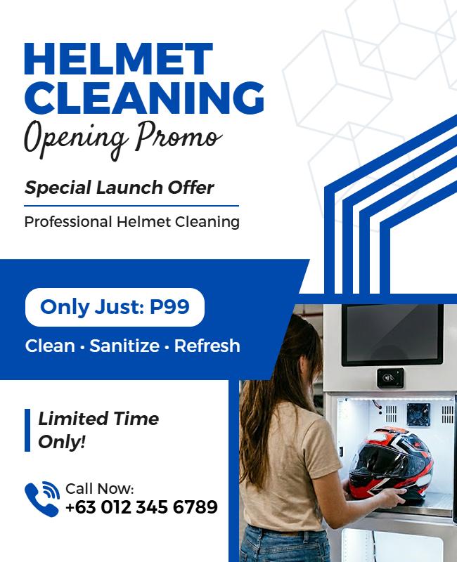 Opening Promo for Helmet Cleaning Services Flyer Template