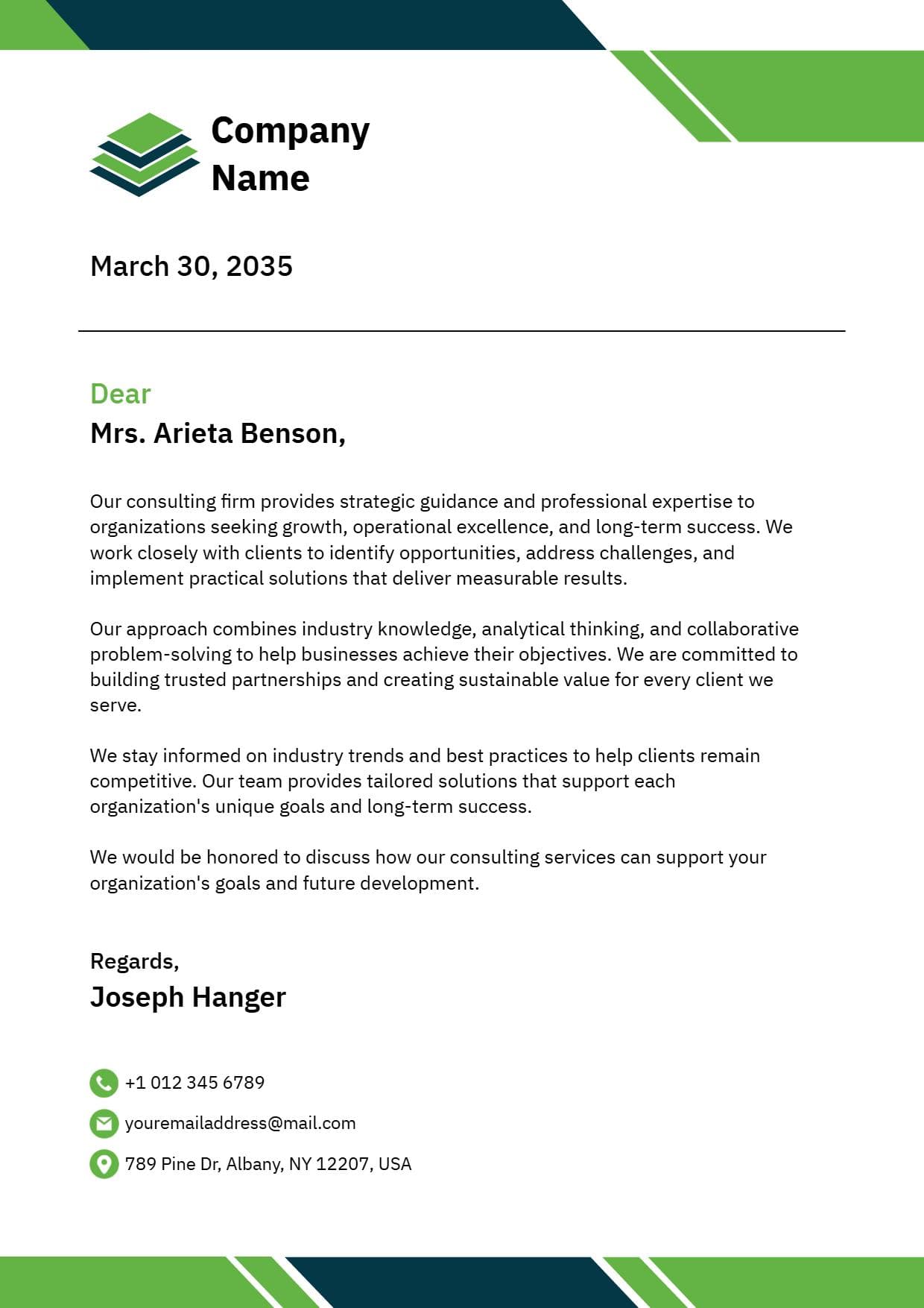Operational Excellence Solutions Company Letterhead Template