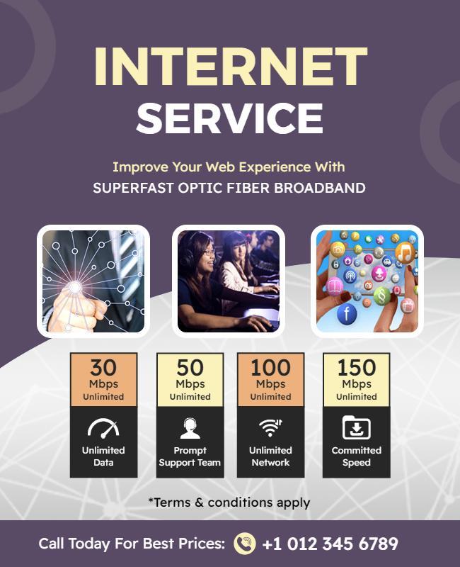 Optic Fiber Internet Service Promotional Flyer Template