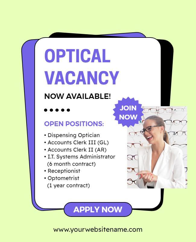 Optical Job Vacancy Announcement Flyer Template