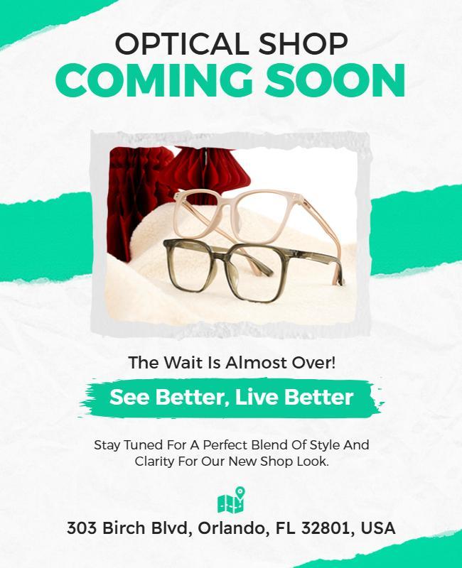 Optical Shop Coming Soon Announcement Poster Template