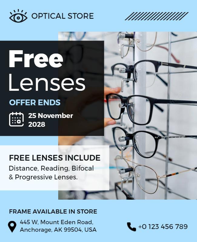 Optical Store Free Lenses Promotion Flyer Template