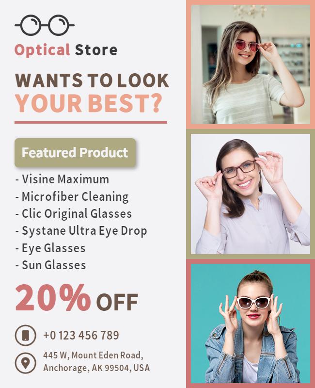 Optical Store Promotional Discount Flyer Template