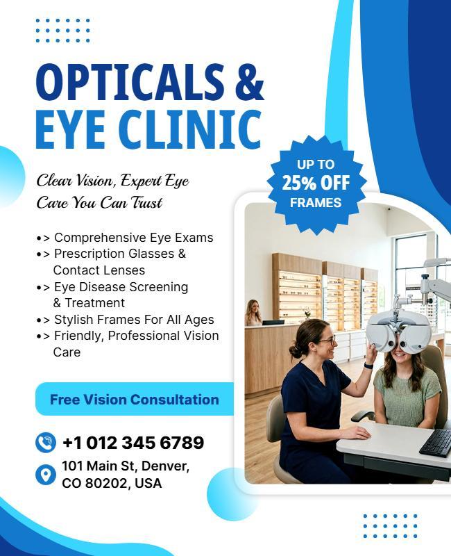 Opticals and Eye Clinic Service Poster Template