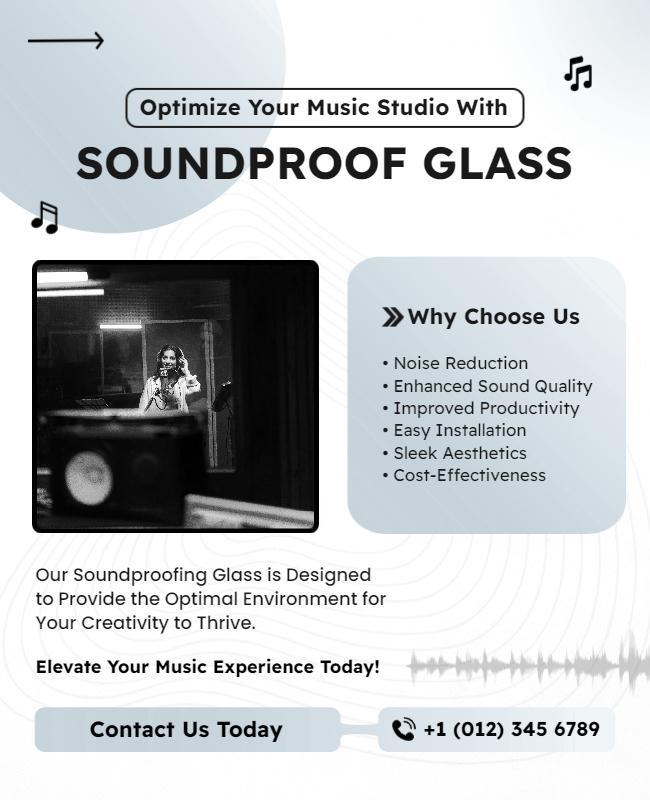 Optimize Music Studio with Soundproof Glass Flyer Template