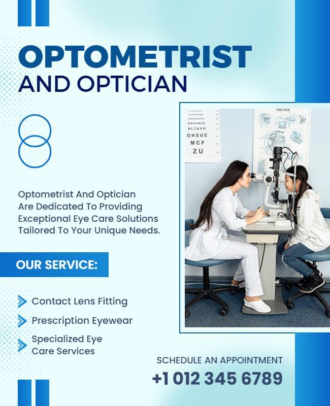 Optometrist and Optician Services Appointment Flyer Template