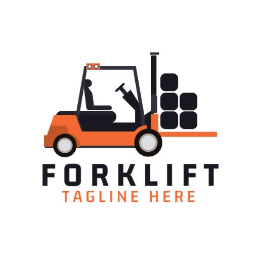 Orange and Black Forklift Design for Warehouse Business Logo Template
