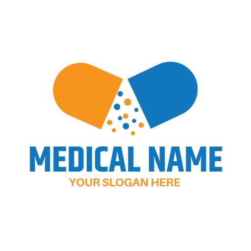 Orange and Blue Capsule Design for Pharmacy Services Logo Template
