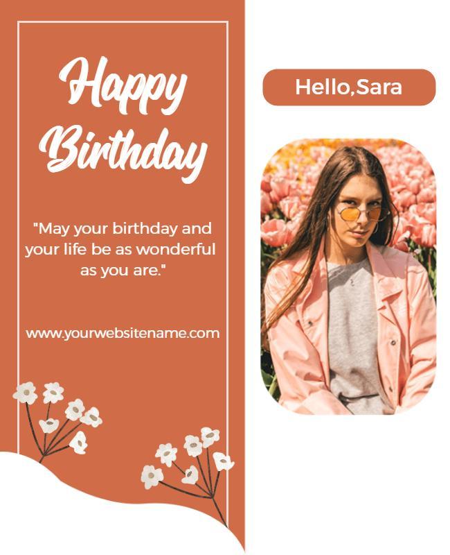 Orange and White Employee Birthday Flyer Template