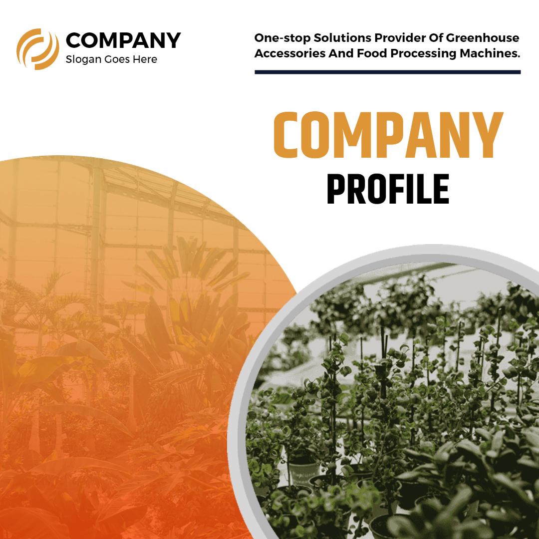 Orange-Circle Greenhouse and Food Processing Solutions Profile Ad Template