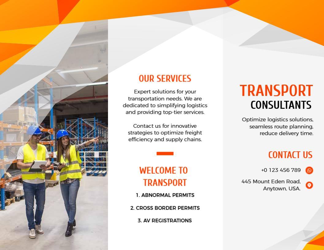 Orange Geometric Transportation Logistics Solutions Brochure Template
