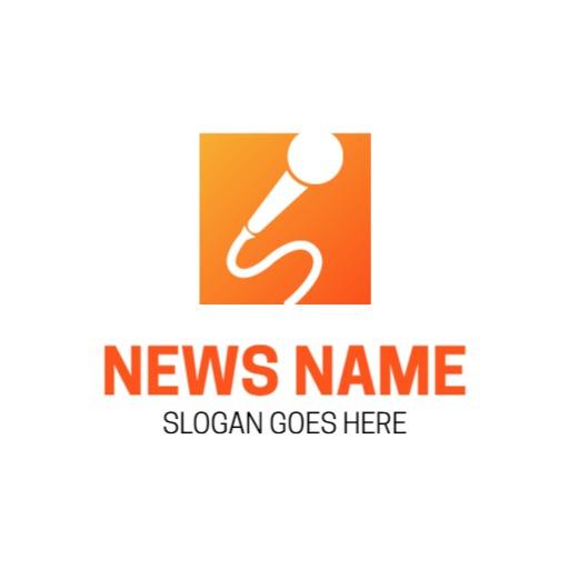 Orange Microphone Illustrating Dynamic News Reporting Logo Template