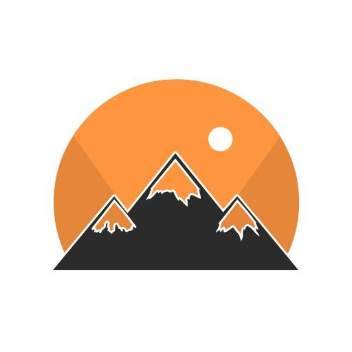 Orange Mountain Silhouette Celebrating Adventure in Travelling Logo Template
