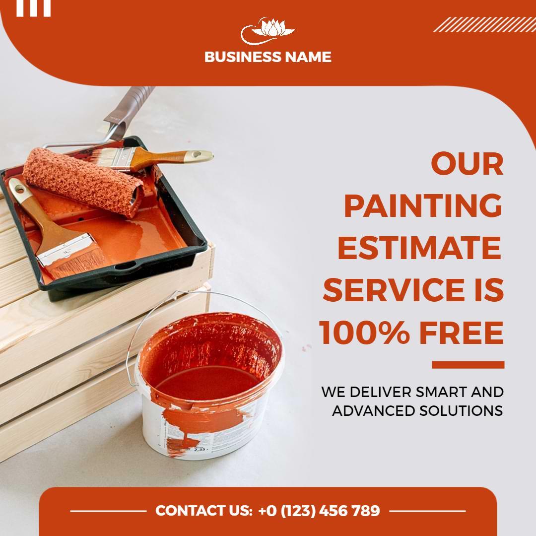 Orange Painting Estimate Service Promotion Ad Template