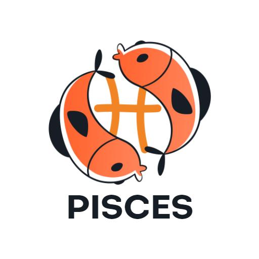 Orange Twin Fish Design Representing Zodiac Sign Pisces Logo Template