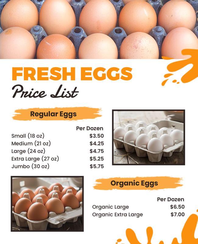 Organic and Regular Eggs Price List Flyer Template