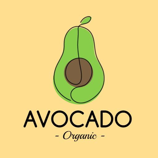 Organic Avocado Design on Soft Yellow Background Logo Template