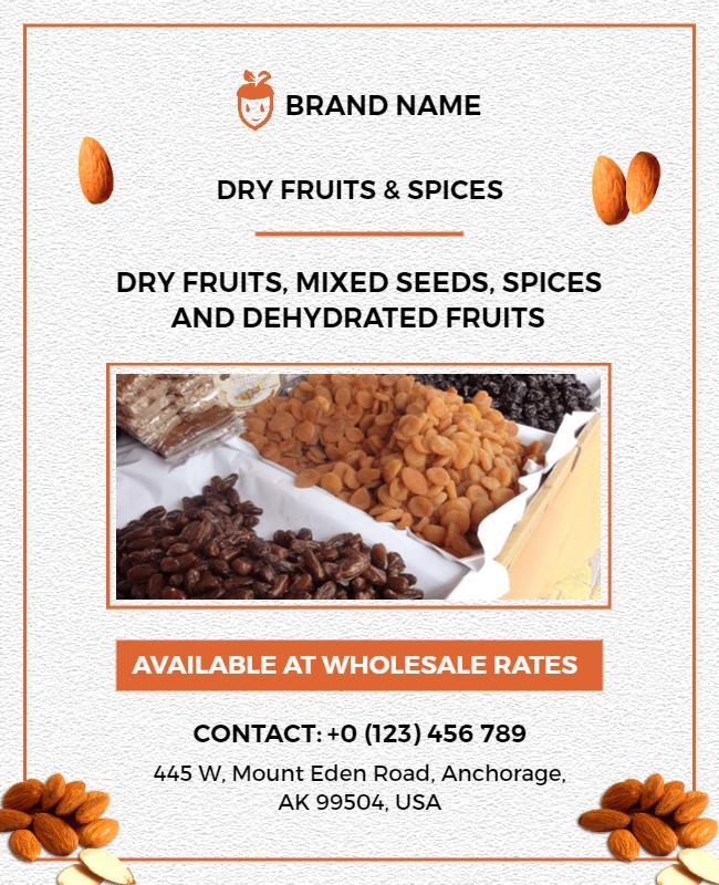 Organic Dry Fruits and Spices Wholesale Offers Poster Template
