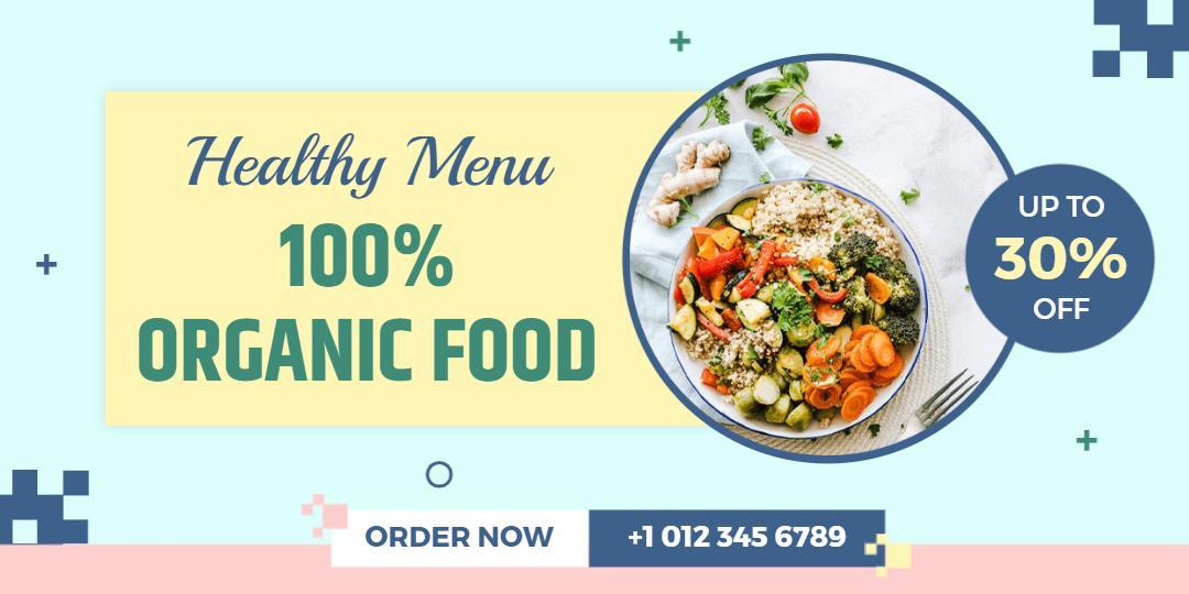 Organic Food Promotional Offer with Fresh Salad Imagery Banner Template