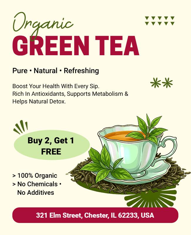 Organic Green Tea Promotion Flyer Template