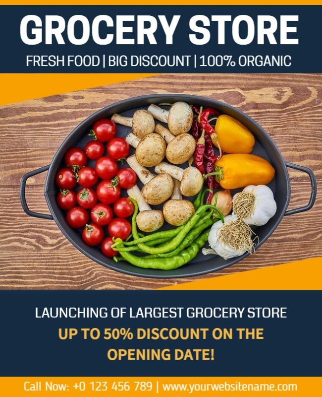 Organic Grocery Store Opening Discount Flyer Template