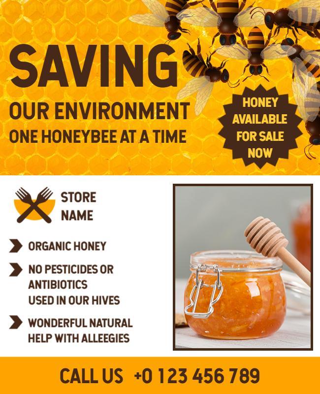 Organic Honeybee Conservation Awareness Flyer Template