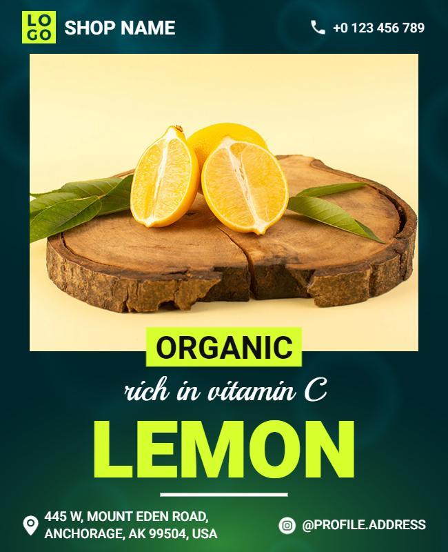 Organic Lemon Promotion Flyer Template