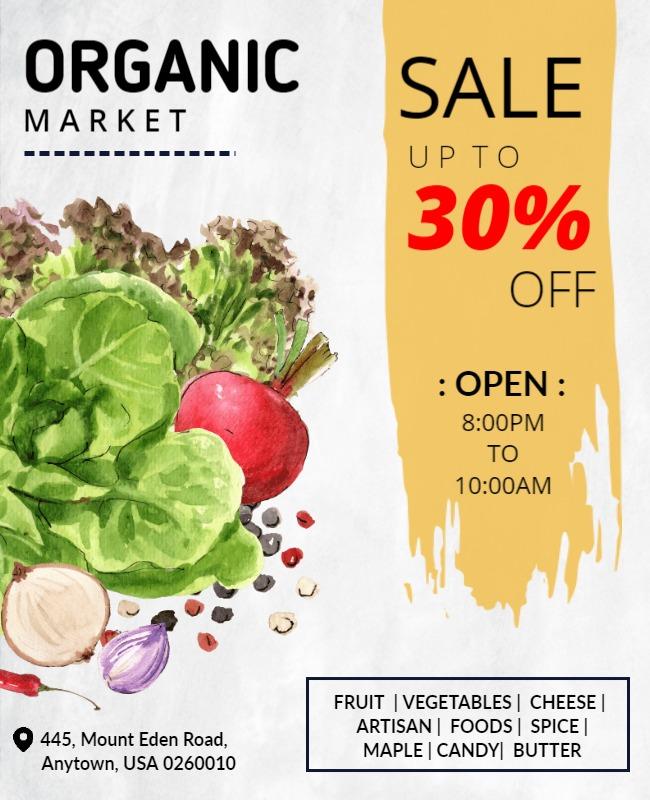 Organic Market Discount Sale Flyer Template