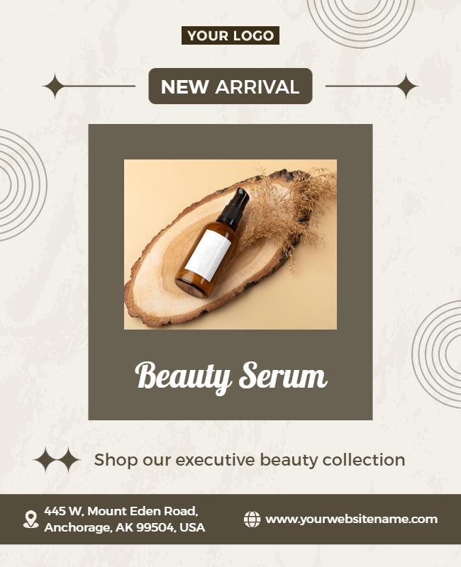 Organic Neutral Tone Beauty Serum Product Poster Template