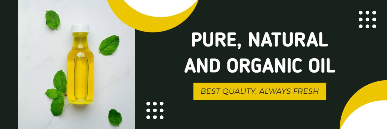 Organic Oil Promotion with Green and Yellow Elements Twitter Banner Template
