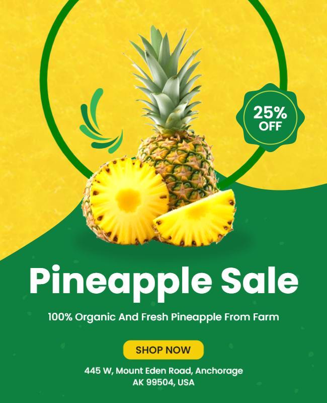 Organic Pineapple Sale Promotional Flyer Template