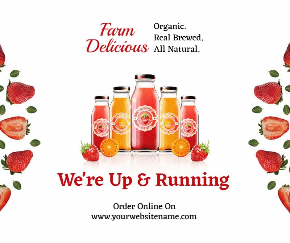 Organic Strawberry and Citrus Juice Refreshment Ad Template
