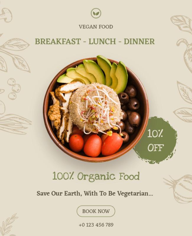 Organic Vegan Food Promotional Flyer Template