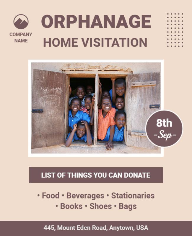 Orphanage Home Visitation Donation Flyer Template