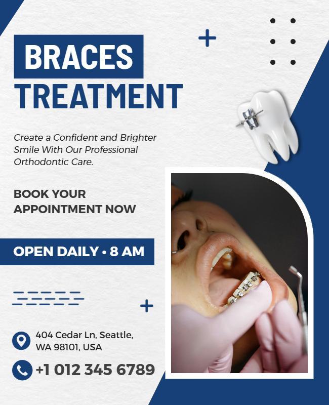 Orthodontic Braces Treatment Appointment Flyer Template