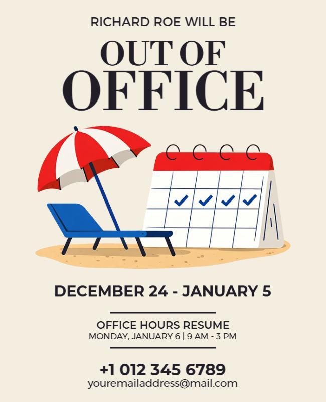 Out of Office Announcement Flyer Template