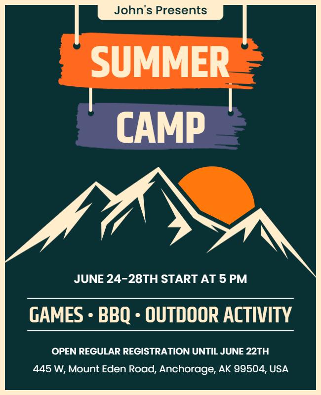 Outdoor Adventure Summer Camp Flyer Template