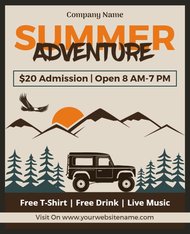 Outdoor Adventure Theme for Summer Festival Poster Template