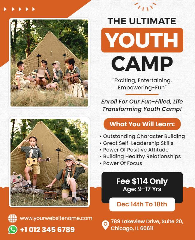 Outdoor Adventure Youth Camp Flyer Template