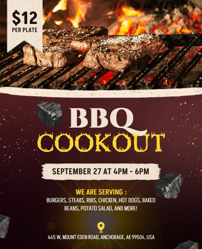 Outdoor Bbq Cookout Invitation Flyer Template